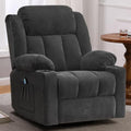 Swivel Recliner Chair for Adults with Massage and Heat, Fabric, Lime Gray B7507