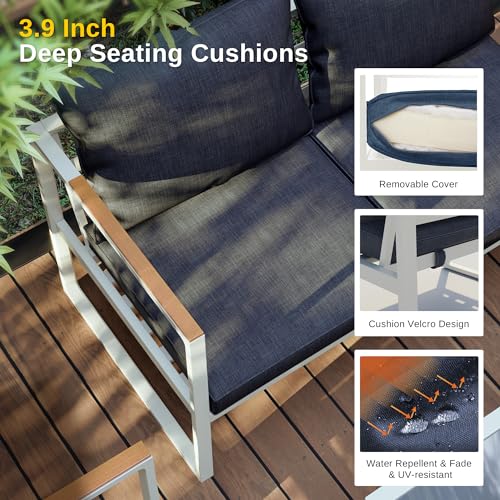 4-Piece Outdoor Patio Set with Sofa and Tempered Glass Table F97509