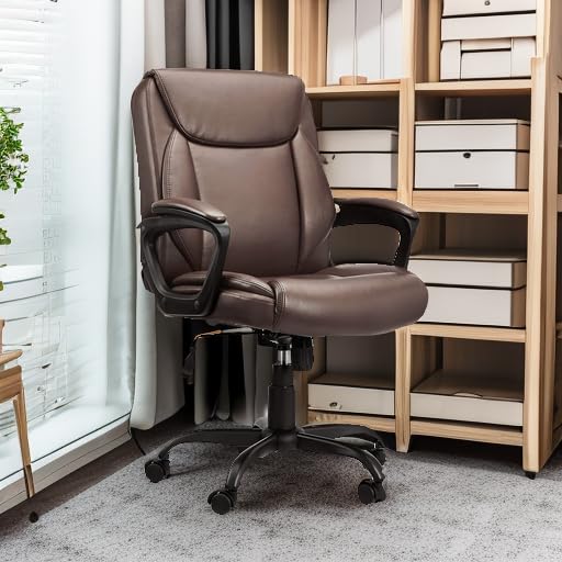 Mid-Back Padded Office Desk Chair with Armrest, Black W8120