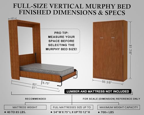 Queen Size DIY Murphy Bed Hardware Kit – Vertical Wall Bed, Space-Saving L424
