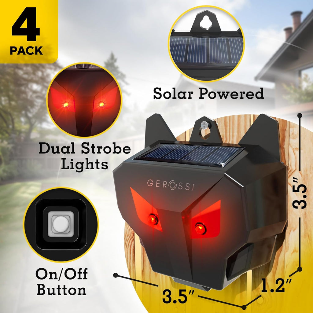 Solar Animal Repeller 4 Pack for Coyote, Deer, Fox, Raccoon, Skunk L179