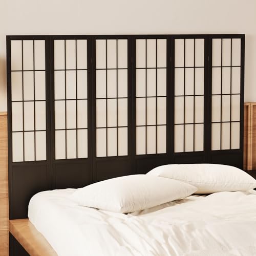 Japanese Shoji Folding Room Divider, 4 Panels, Black T762554