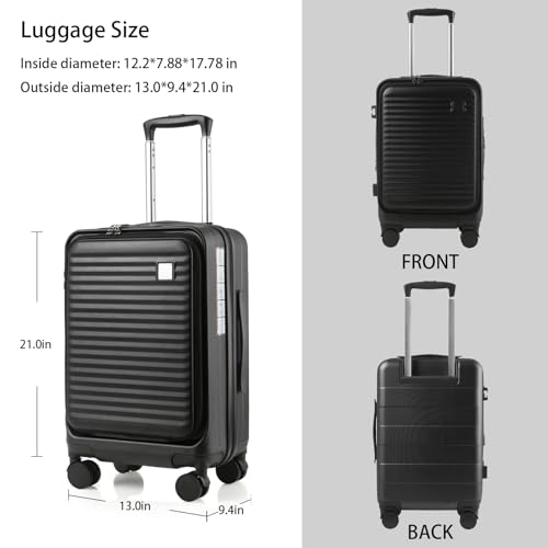Expandable Carry-On Luggage, Hardside, Spinner Wheels, TSA Lock, 20-Inch U64815