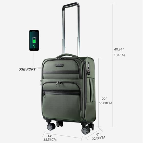 Softside Expandable Carry On Luggage with Spinner Wheels and TSA Lock, 20-Inch R869