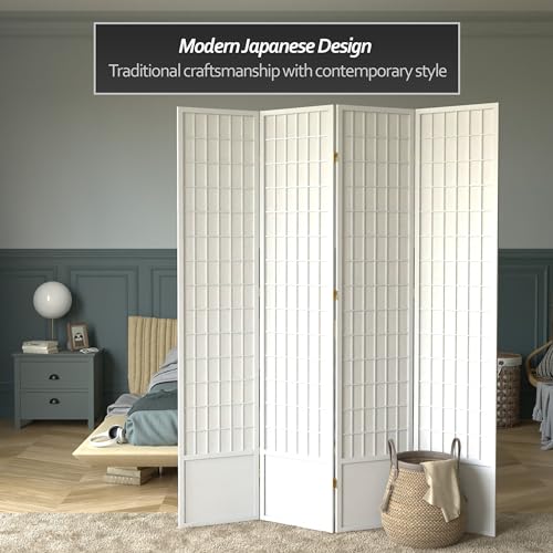 7 ft. Tall Window Pane Shoji Screen Room Divider, 3 Panels T5246