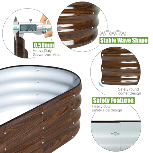Galvanized Raised Garden Bed, 4x2x1ft Oval Metal Planter Box for Outdoor Vegetables T107625
