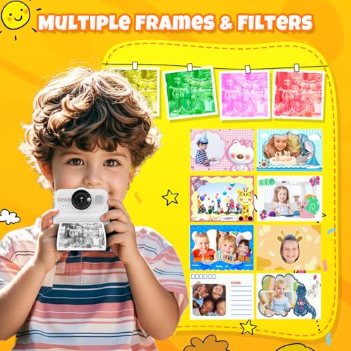 Kids Instant Print Camera 1080P HD with 3 Rolls Paper & 32GB Card V473