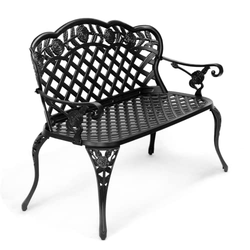 Antique Cast Aluminum Outdoor Bench for 2-3 People, Black C455