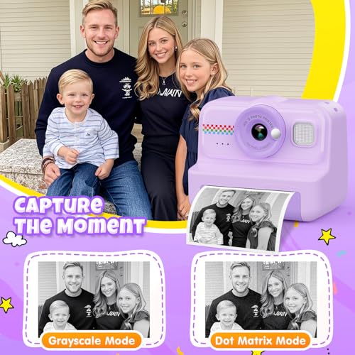 Kids Instant Print Camera 1080P HD with 3 Rolls Paper & 32GB Card V473