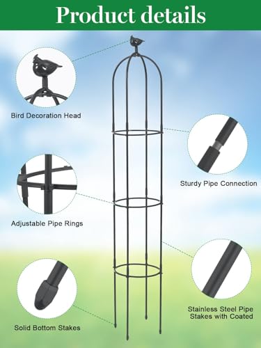 Garden Trellis for Climbing Plants, Rustproof Metal, 6 ft Tall, White E995