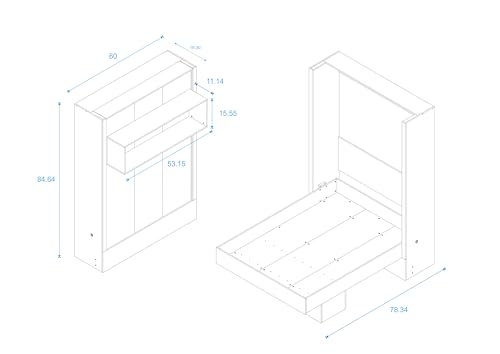 Full Murphy Wall Bed in White with Shelf O67975