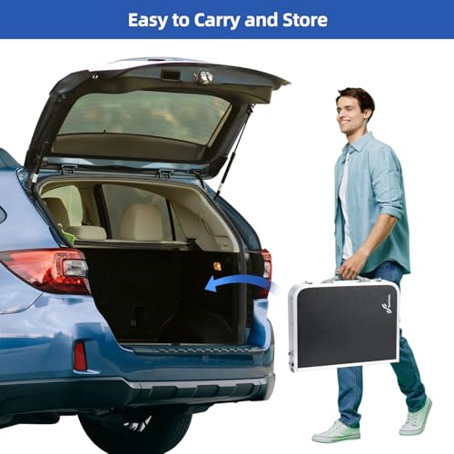 Adjustable Height Folding Camping Table with Mesh Layer Y4319