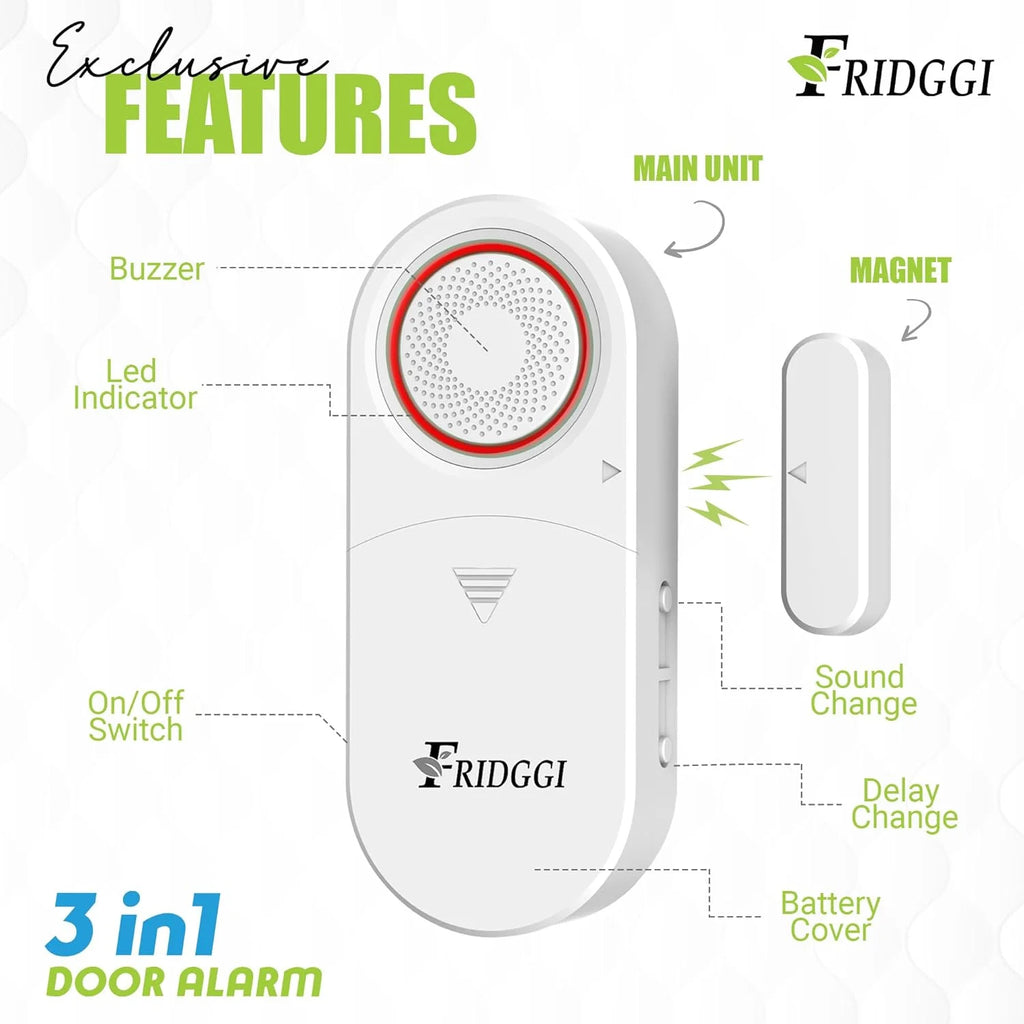 3-in-1 Door Alarm with Time Delay, 80 to 120 dB, for Freezer and Home L911834