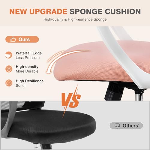 Ergonomic High-Back Mesh Office Chair with Wheels, Pink X2221