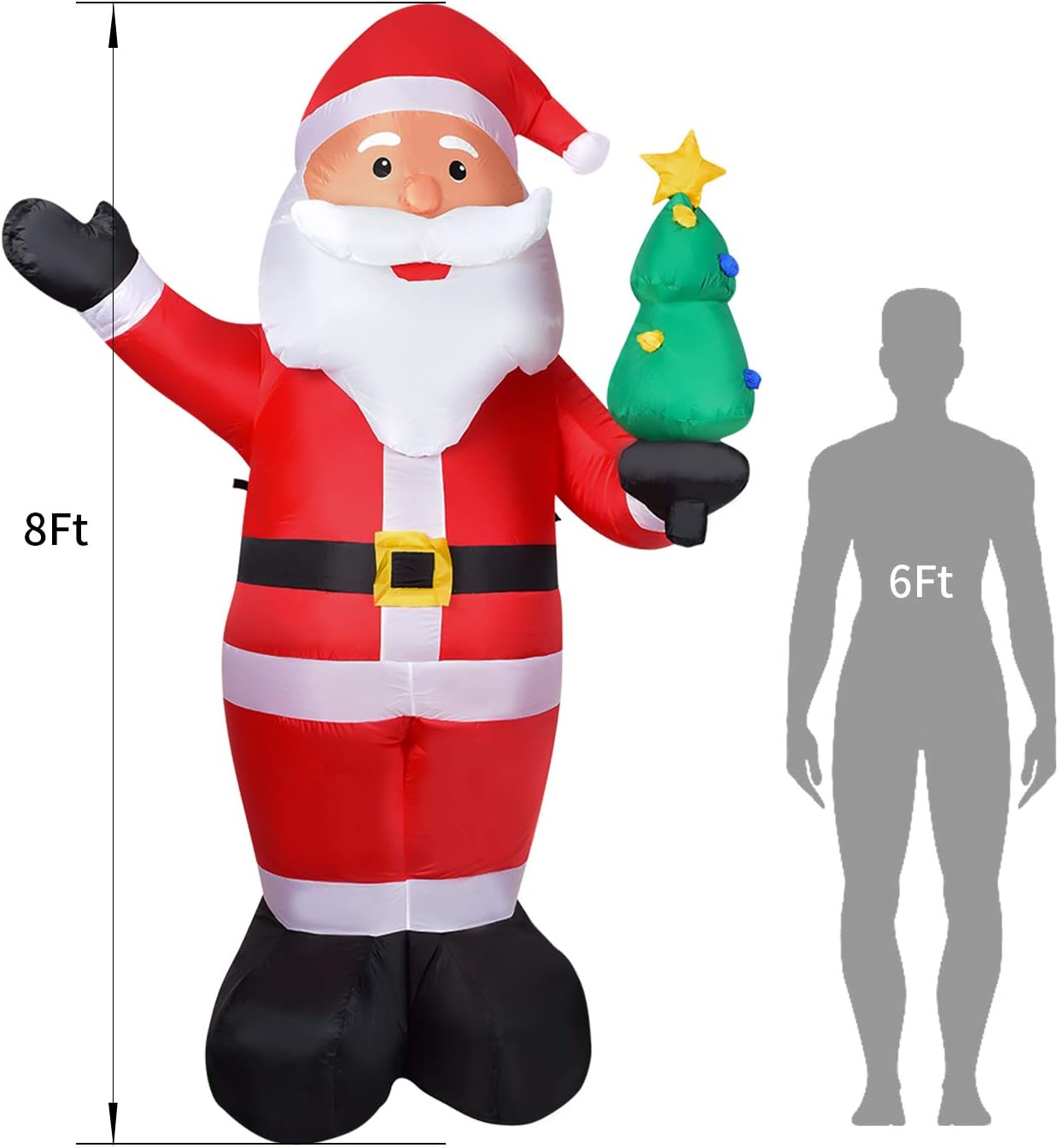 8ft Christmas Inflatable Santa Claus with LED Lights for Indoor Outdoor Yard Decor H605266
