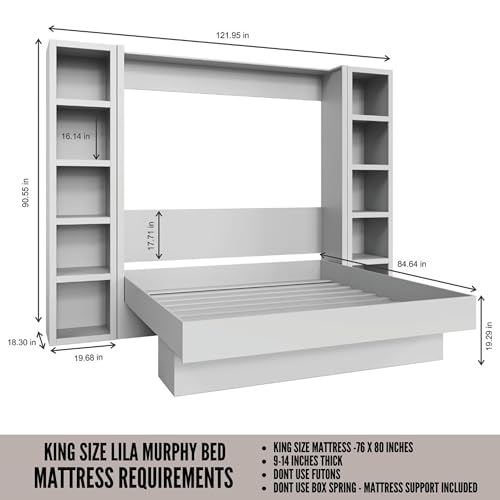 Queen Murphy Wall Bed with Two Bookshelves Y365306