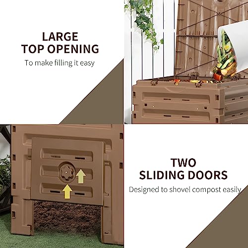 Garden Compost Bin, 120 Gallon, BPA Free, with Vents and Sliding Doors, Black R837734