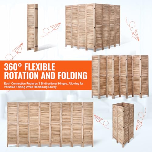 Wood Room Divider, 4 Panel Folding Privacy Screen, 66.9 Inches Tall, Indoor Wooden Partition A907