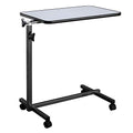 Tilting Overbed Table, Multifunctional Adjustable Bedside Table,Medical Adjustable Overbed Bedside Table with Wheels & Brake for Hospital and Home Medical Use (Dark Wood Grain Color)
