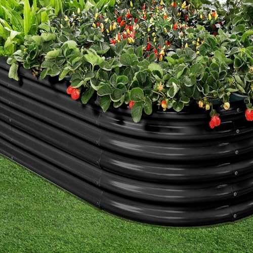 Galvanized Raised Garden Bed Kit, Oval Metal Planter Box for Vegetables E707229