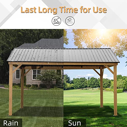 10 x 10 ft Hardtop Gazebo with Netting and Curtains, Galvanized Steel Roof for Patio and Garden X50618