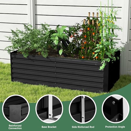 Galvanized Raised Garden Bed 8x4x2ft, Large Metal Planter Box for Vegetables, Flowers, Herbs J9369