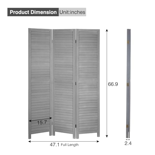 6 Panel Wood Room Divider Freestanding White 5.57 FT S6393