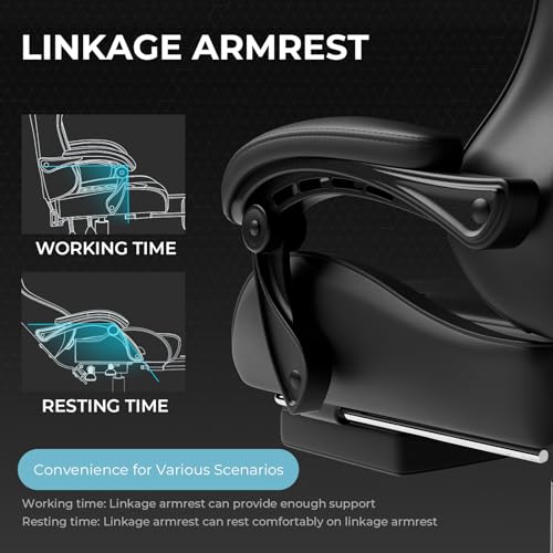 Gaming Chair with Footrest and Lumbar Support, Height Adjustable, 360° Swivel, Blue U7447