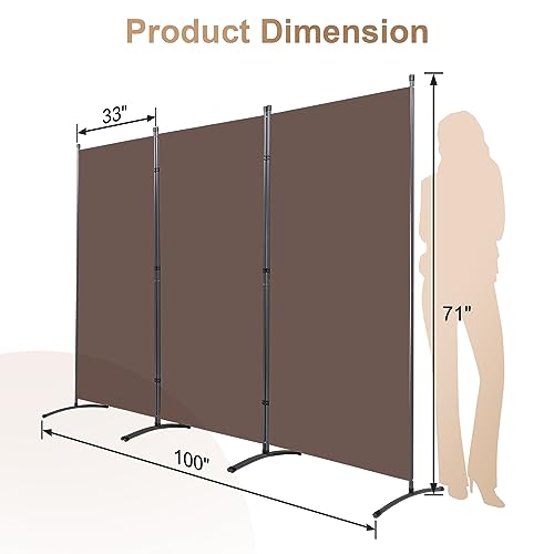 4 Panel Folding Room Divider Privacy Screen with Steel Frame P539789