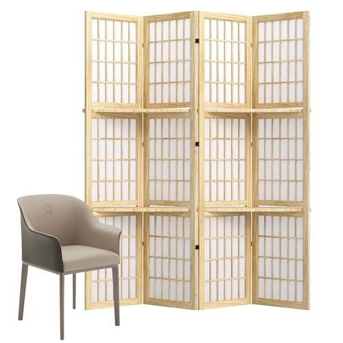 Japanese Shoji Folding Room Divider, 4 Panels, Black T762554