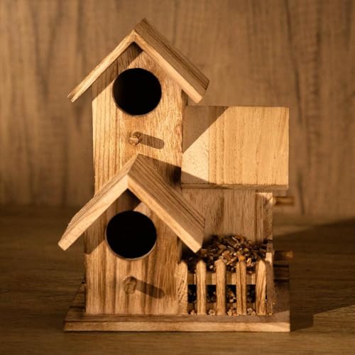 Wooden Bird House for Outdoor Hanging, Handmade Natural for Backyard Decor Y1673