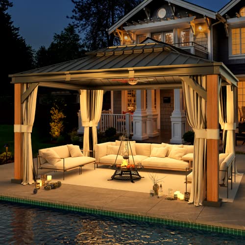 12x20 Hardtop Gazebo Double Roof Galvanized Steel Outdoor Aluminum Frame with Netting and Curtains M3306