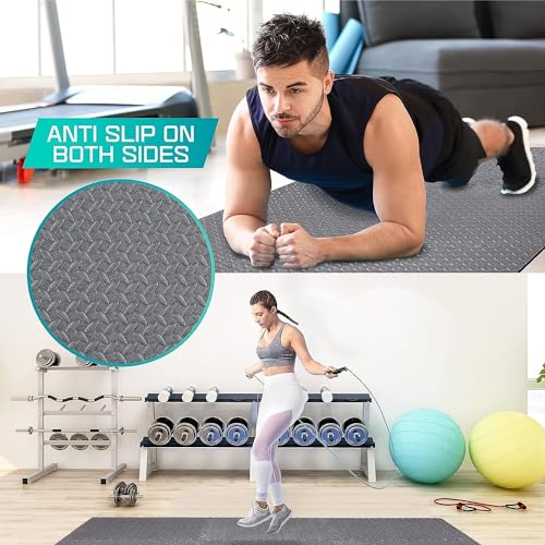 Puzzle Exercise Mat for Home Gym, EVA Interlocking Foam Floor Tiles with Border I79139