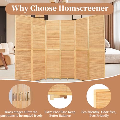 Bamboo Room Divider Folding Privacy Screen 4 Panel Freestanding F401