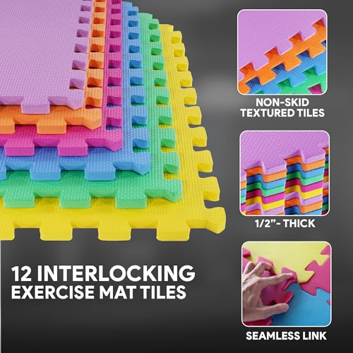 Puzzle Exercise Mat with EVA Foam Interlocking Tiles for MMA, Gymnastics and Home Gym N211438