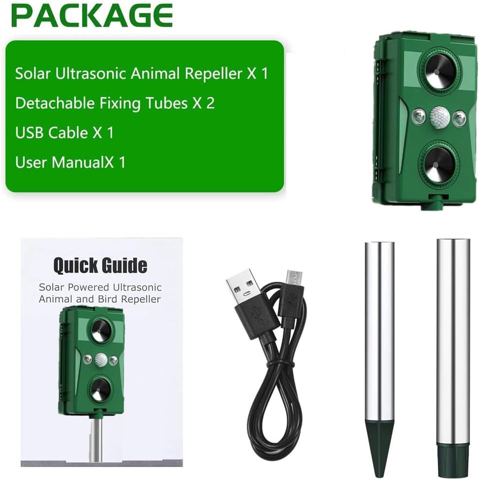 Solar Ultrasonic Animal Repellent Waterproof Motion Detector K110519