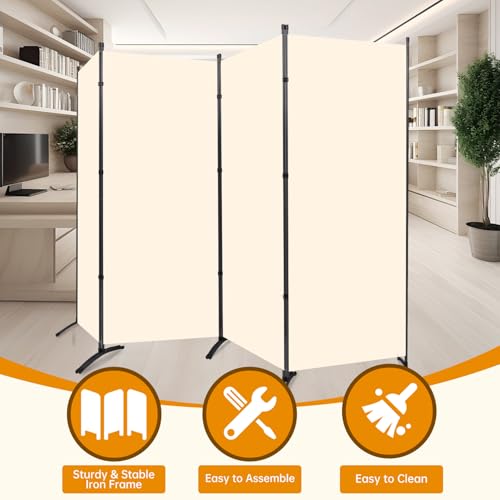 Room Divider Screen 3 Panel Folding Partition with Metal Frame, Grey M4968