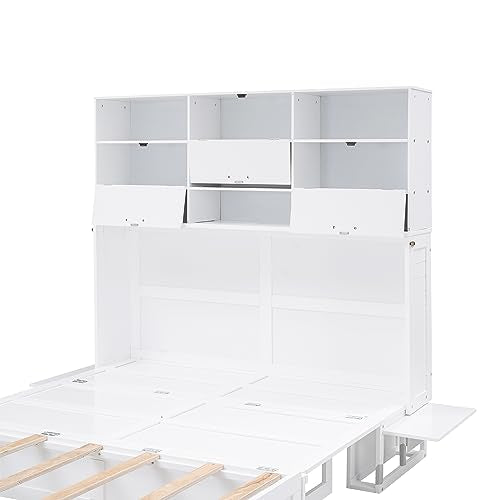 Queen Size Murphy Bed with Cabinet and LED Lights P178570