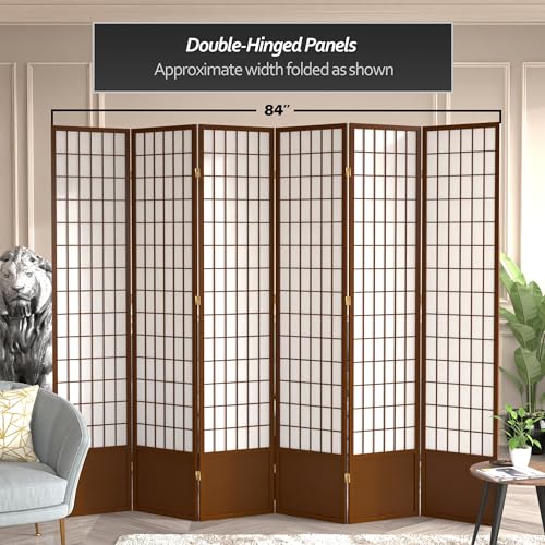 7 ft. Tall Window Pane Shoji Screen Room Divider, 3 Panels T5246
