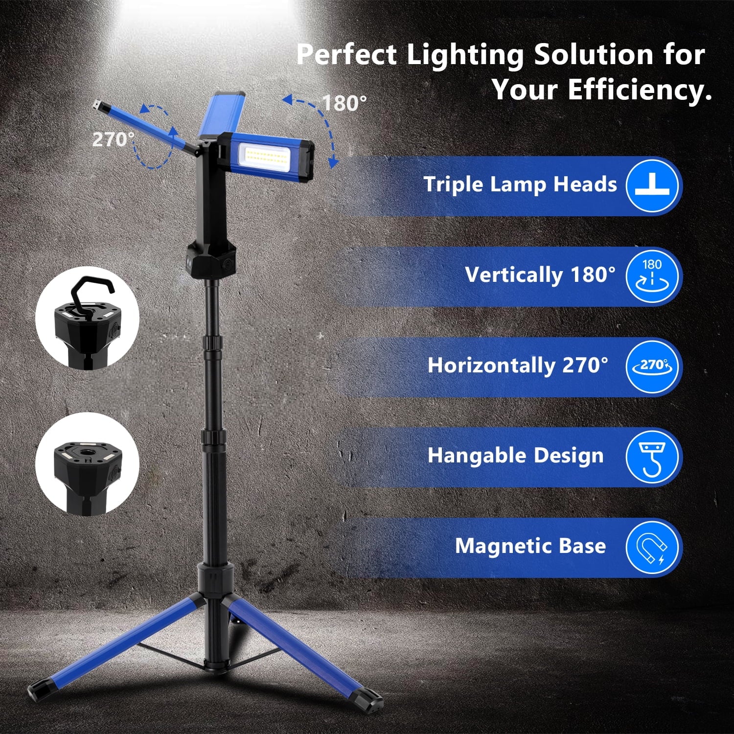 LED Work Light with Tripod, Rechargeable 2000 Lumens Q660
