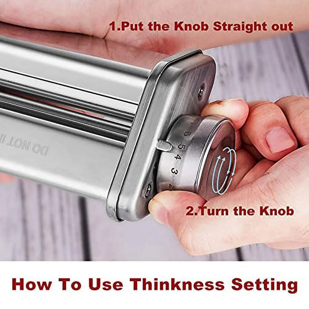 Pasta Attachment for Stand Mixer, 3 Piece Stainless Steel Roller and Cutter Set I823