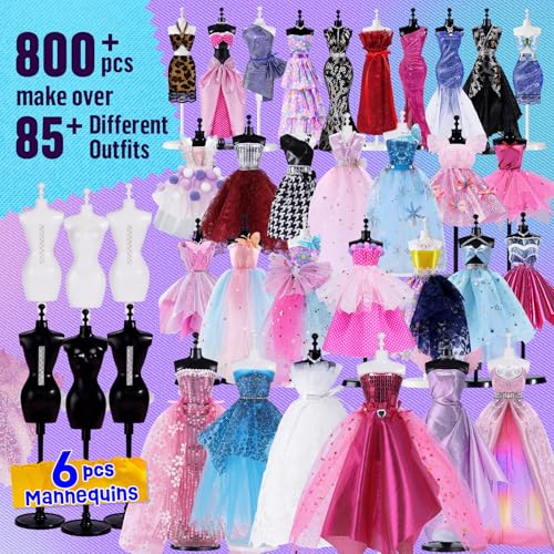 Fashion Designer Kit for Girls with 6 Mannequins, Arts and Crafts Sewing Kit for Kids Ages 8-12 H249