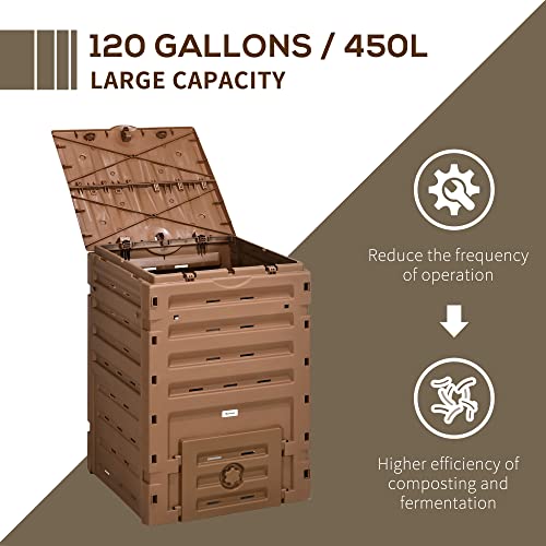 Garden Compost Bin, 120 Gallon, BPA Free, with Vents and Sliding Doors, Black R837734