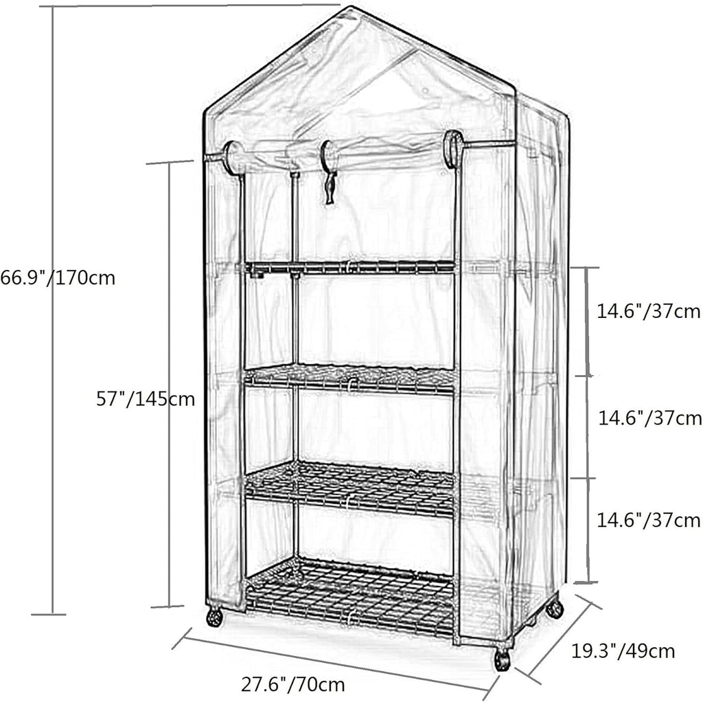Mini Greenhouse 4 Tiers with Wheels for Plants G970