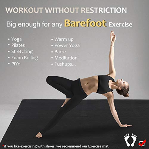 Large Yoga Mat 6x4 6x6 7x5 Extra Thick Non-Slip Exercise Mat for Pilates Stretching Meditation S2365