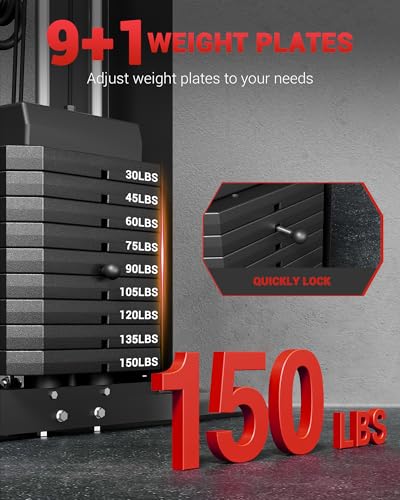 Full Body Home Gym Machine with 150LBS Weight Stack E5831