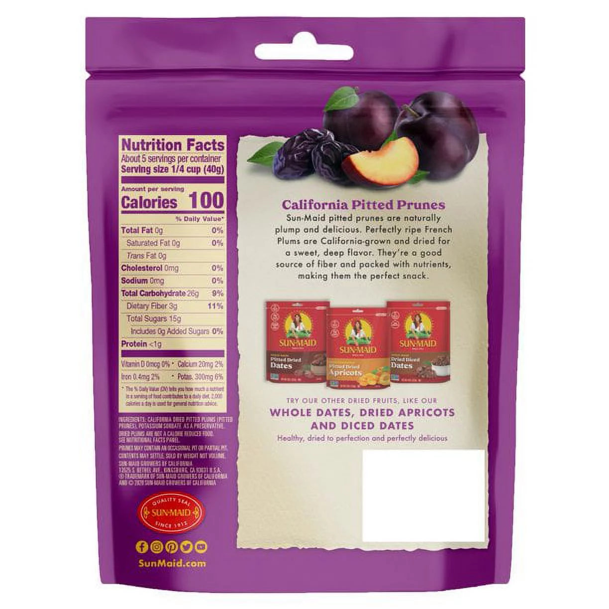 California Whole Pitted Prunes, Dried Plums, 7 oz Pack of 3 T6449