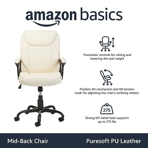 Mid-Back Padded Office Desk Chair with Armrest, Black W8120