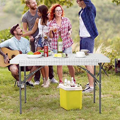 Portable 4 Foot Plastic Folding Table, Indoor Outdoor Heavy Duty, White R80992