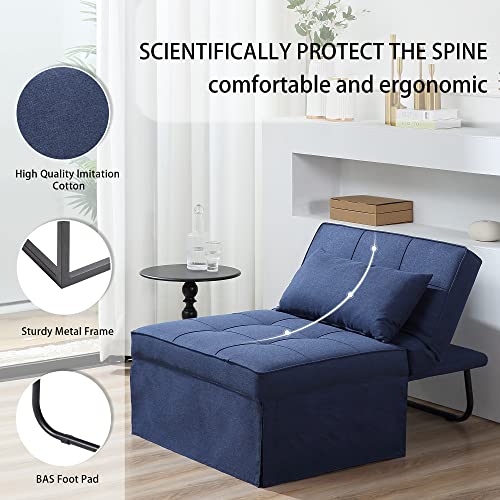 Sofa Bed Folding Ottoman Couch with Adjustable Backrest, Dark Grey C9023